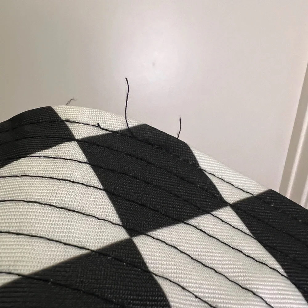 Y2K Smiley Daisy Reversible Bucket Hat Black Checkerboard Festival Hat - Picture 7 of 7